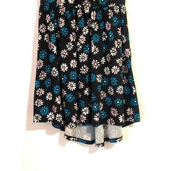 Black and Blue FLORAL High-Low Dress - Flutter Sleeve Dress - Picture 9 of 13